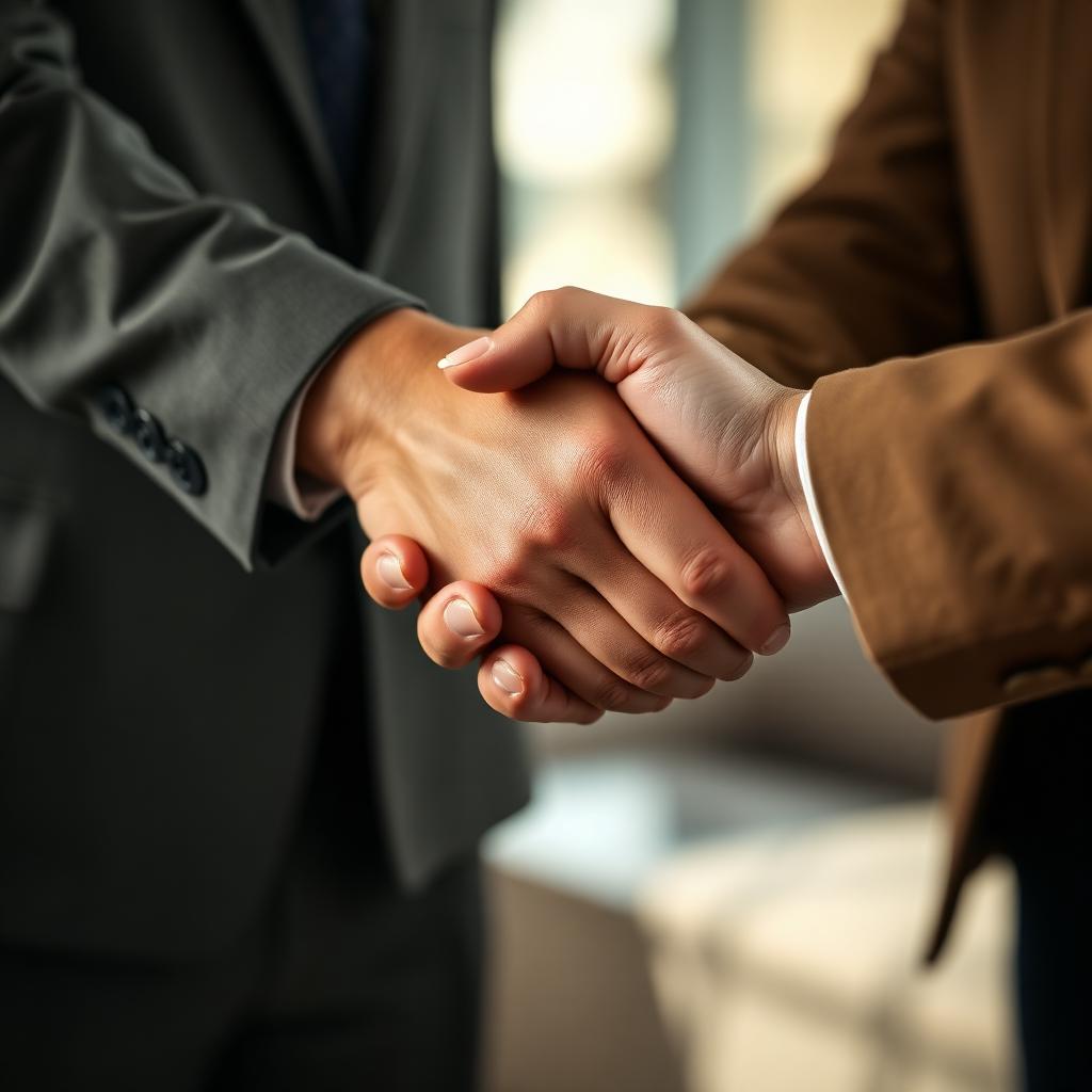 Business partnership handshake